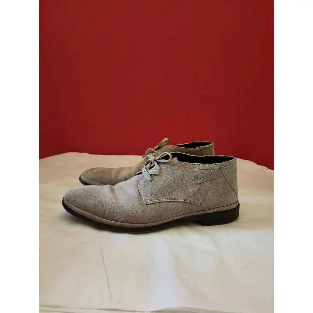 Men's John Varvatos USA Beige Leather Suede Lace Up Dress Ankle Chukka Boots 8 M